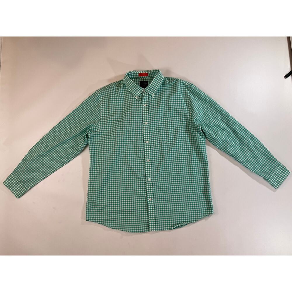 St. John’s Bay Performance Men’s XL Green Gingham Comfort Stretch Button Shirt